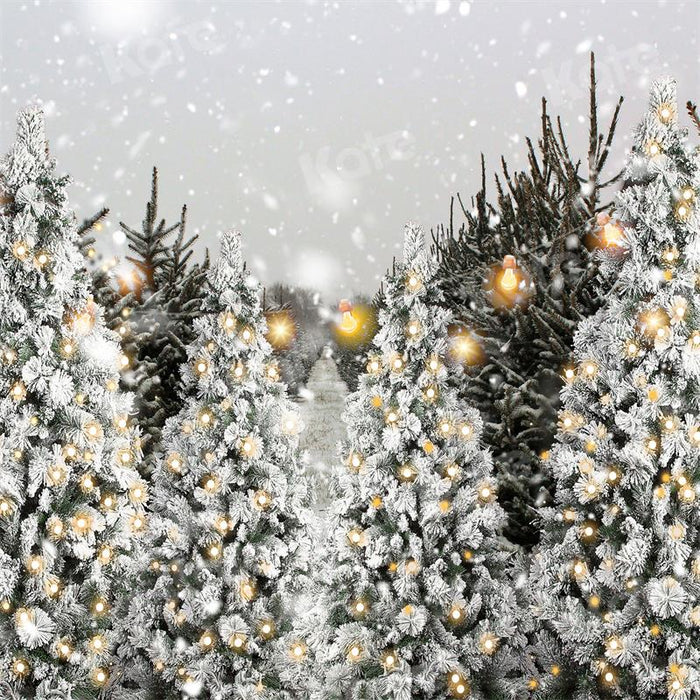 Snowman Pine Forest Christmas Portrait Backdrop main image 0