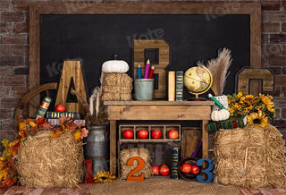 Kate Back to School Printed Backdrop Autumn Barn for Photography
