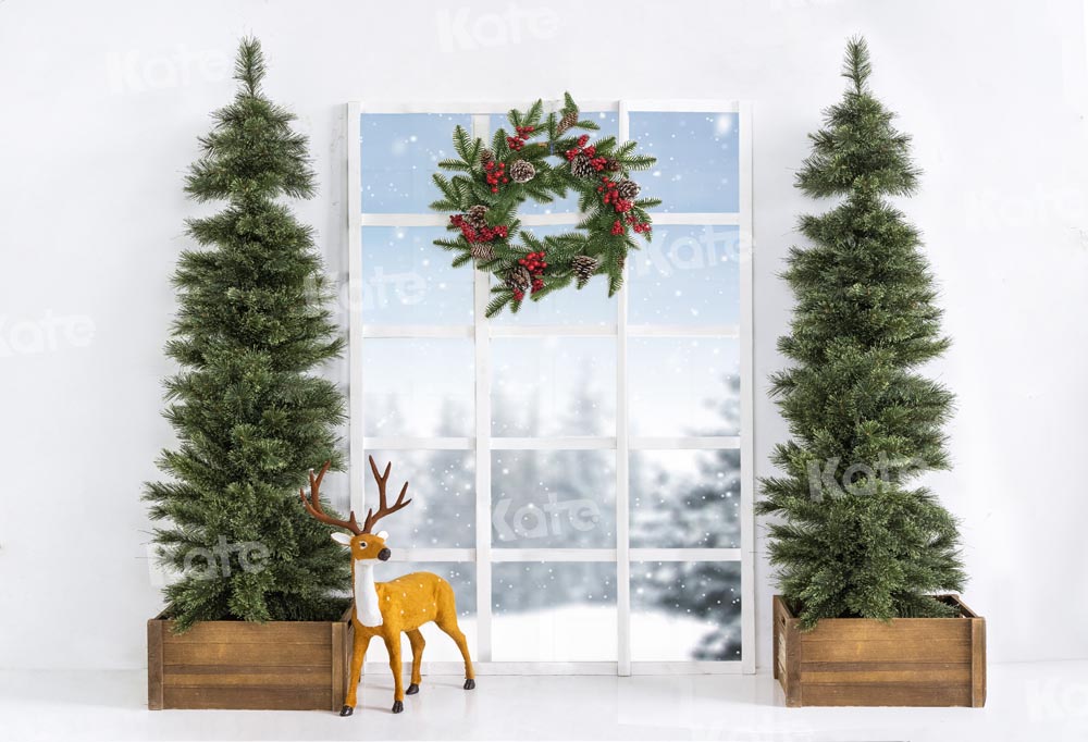 Kate Winter Backdrop Christmas Tree Window Designed by Emetselch