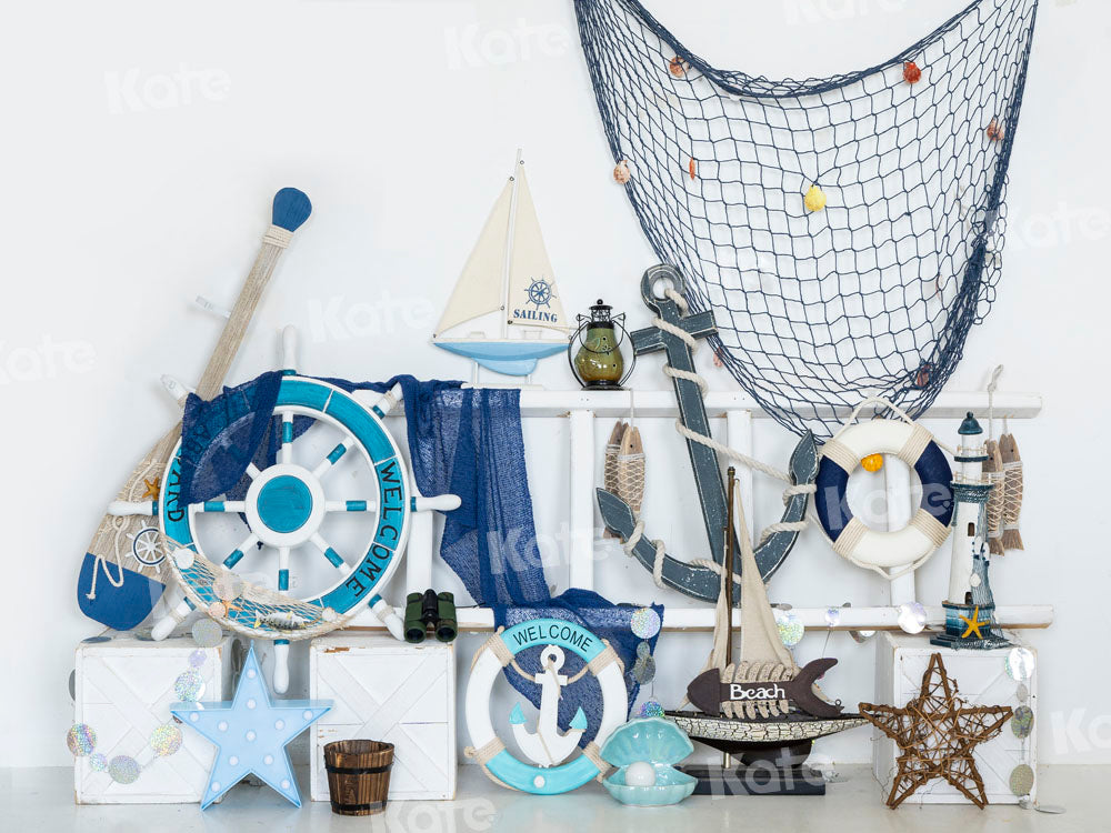 Kate Birthday Summer Backdrop Blue Go Fishing Designed by Emetselch