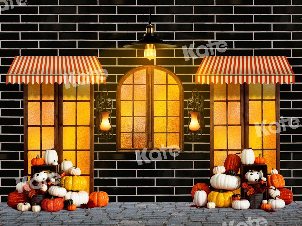 Kate Autumn Backdrop Night Pumpkin Store Thanksgiving Day Designed by Emetselch