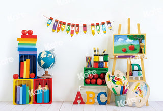 Kate Back to School Printed Backdrop Retro Artist White Designed by Emetselch