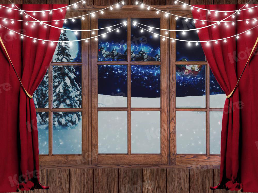Kate Christmas Backdrop Outwindow Snow for Photography