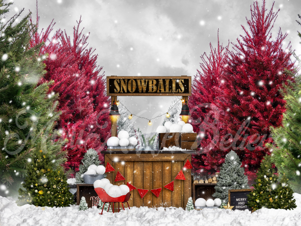 Kate Christmas Snowball Stand Backdrop Winter Designed by Mini MakeBelieve