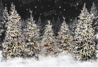 Kerstachtergrond Bos Sneeuwnacht voor Fotografie
