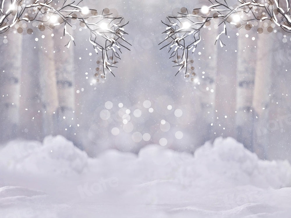 Kate Winter Backdrop Bokeh Snow Tree for Photography