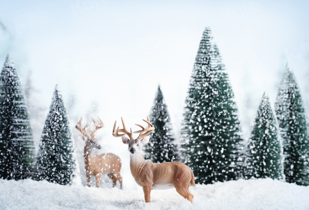 Kate Winter Backdrop Christmas Outdoor Forest Elk for Photography