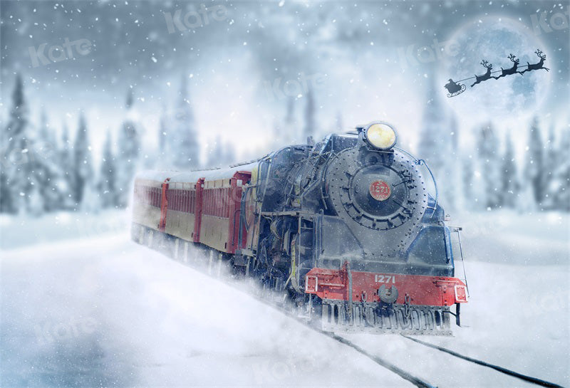 Kate Winter Backdrop Train Snow for Photography