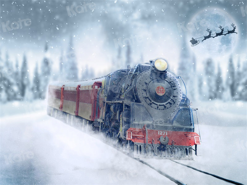 Kate Winter Backdrop Train Snow for Photography