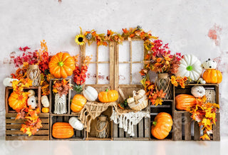 Kate Autumn Printed Backdrop Boho Birthday Pumpkin Designed by Emetselch