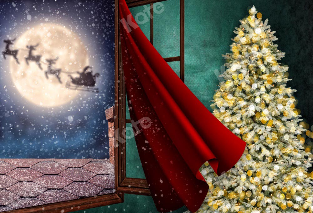 Kate Christmas Backdrop Waiting for Santa Snow Designed by Chain Photography