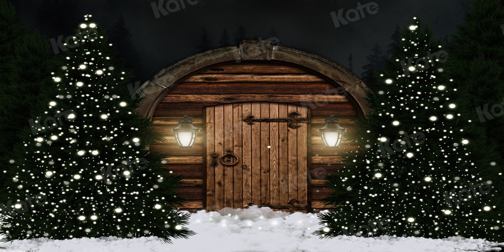 Kate Christmas Backdrop Tree Barn Door for Photography
