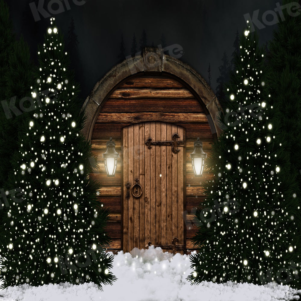Kate Christmas Backdrop Tree Barn Door for Photography