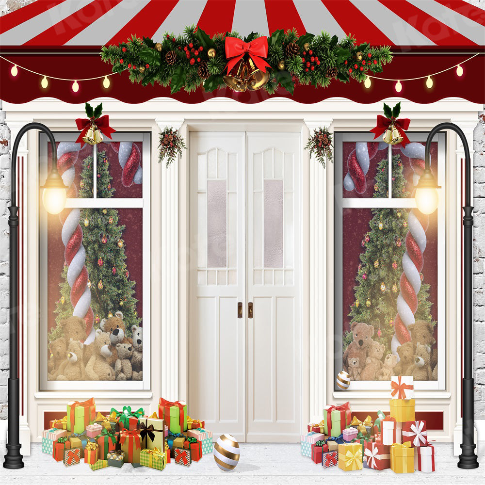 Kate Christmas Store Candy Backdrop Gifts Teddy Bear for Photography