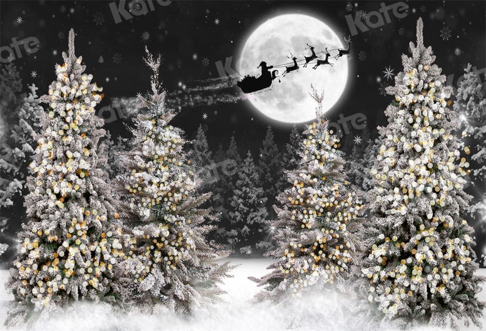 Kate Christmas Night Backdrop Forest Moon for Photography