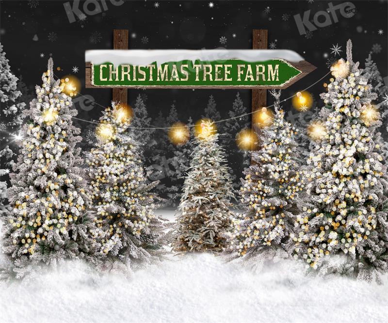 Kate Christmas Tree Farm Night Backdrop for Photography