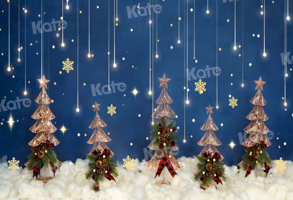 Kate Christmas Backdrop Tree Snow Star Cloud Designed by Emetselch