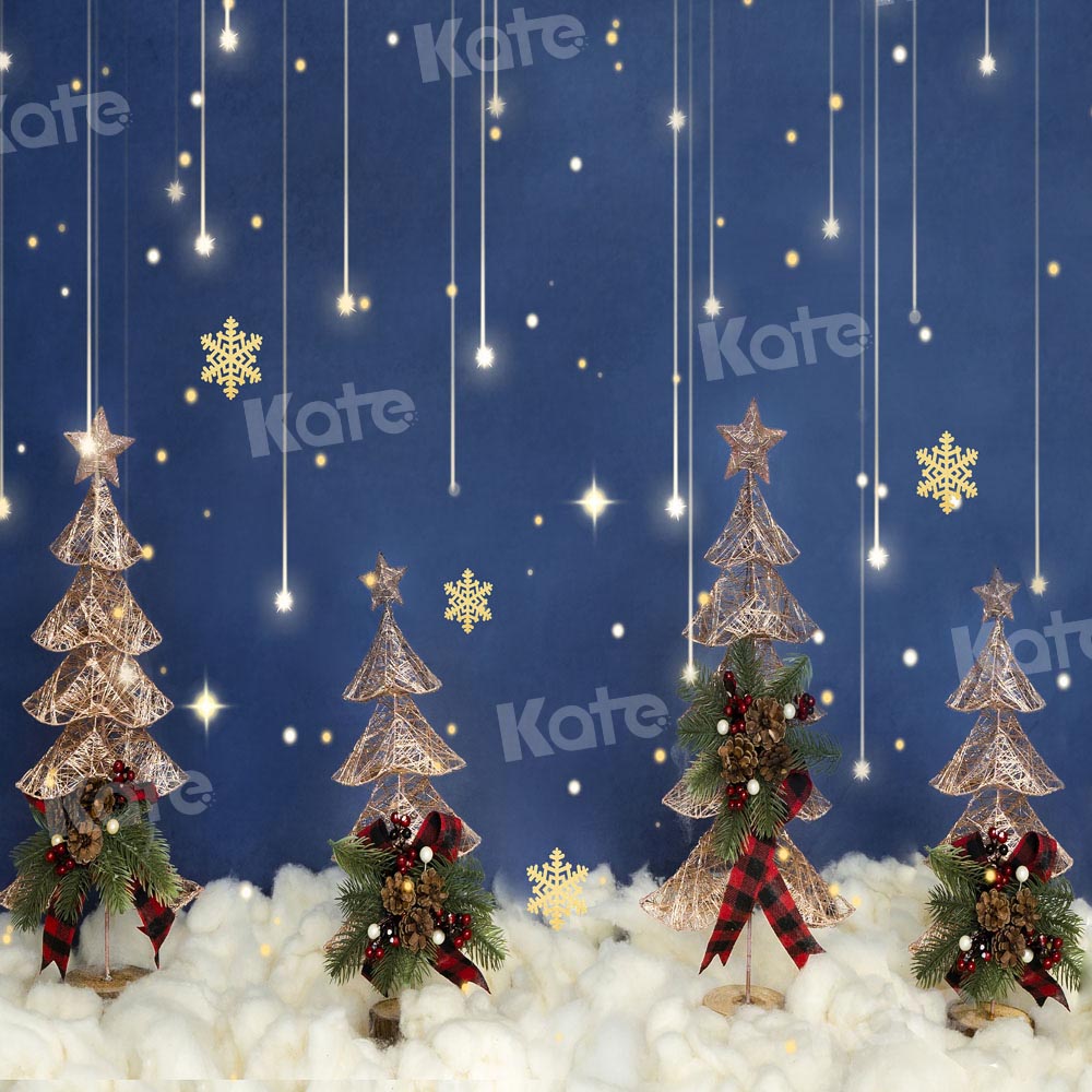 Kate Christmas Backdrop Tree Snow Star Cloud Designed by Emetselch