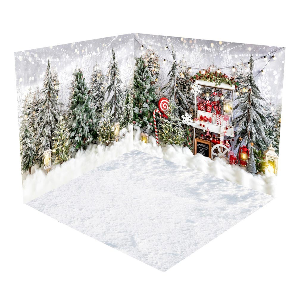 Kate Christmas Hot Cocoa Snow Tree Room Set(8ftx8ft&10ftx8ft&8ftx10ft)