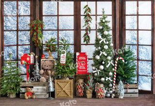 Fondo de Navidad Regalos Ventana Oso de Peluche Diseñado por Emetselch