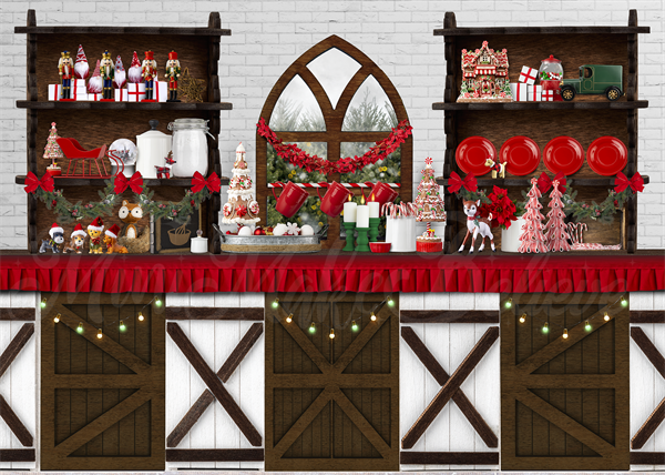 Kate Holiday Christmas Kitchen Baking Colorful Backdrop Designed by Mini MakeBelieve