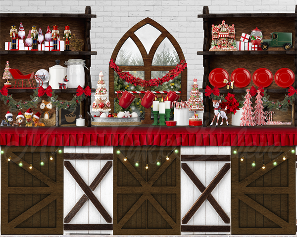 Kate Holiday Christmas Kitchen Baking Colorful Backdrop Designed by Mini MakeBelieve