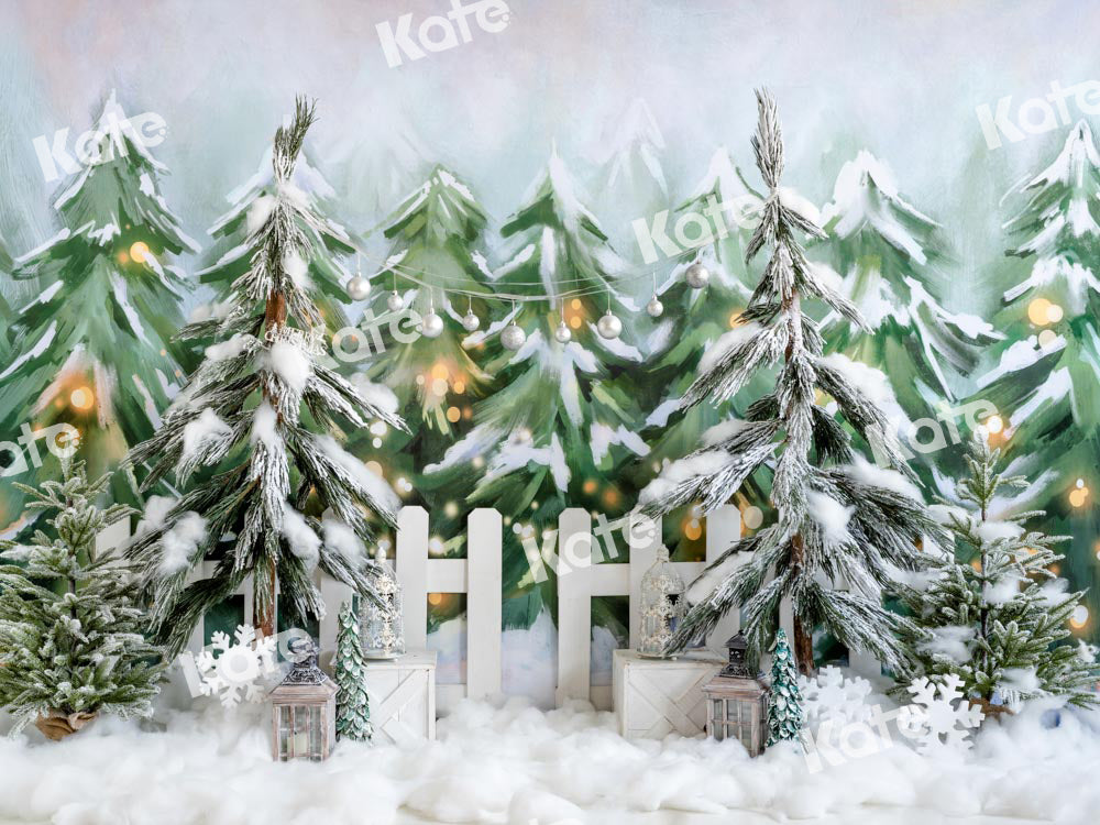 Kate Pet Christmas Backdrop Trees for Sell Snow Forest Designed by Emetselch