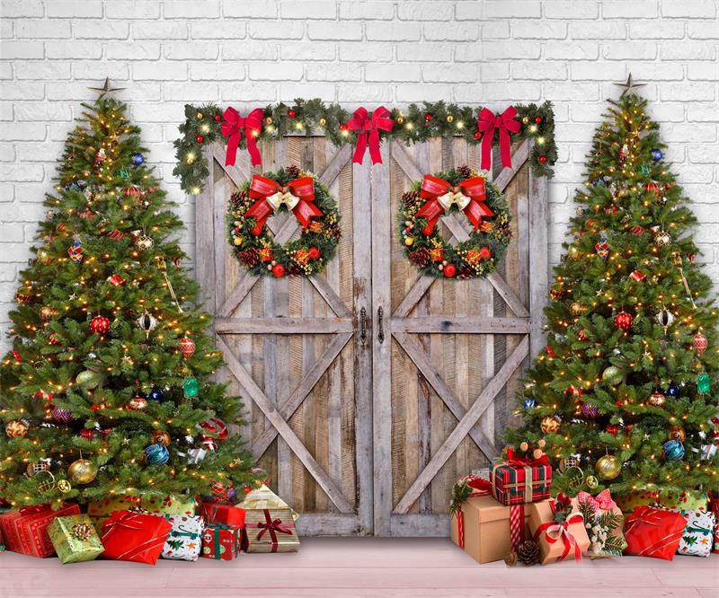 Kate Christmas Barn Door Backdrop Gifts for Photography