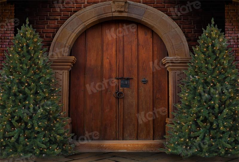 Kate Christmas Arh Door Backdrop Brick Wall for Photography