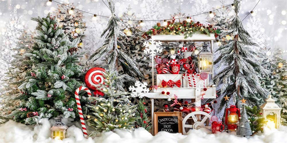 Kate Christmas Backdrop Hot Cocoa Outdoor Snow Designed by Chain Photography