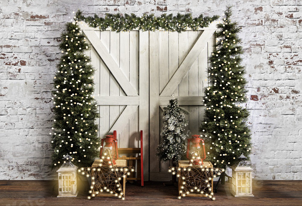 Kate Christmas Backdrop White Barn Wall Star for Photography