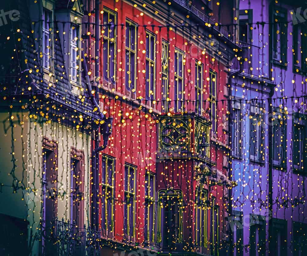 Kate Christmas Backdrop Town Bokeh Glitter Designed by Chain Photography