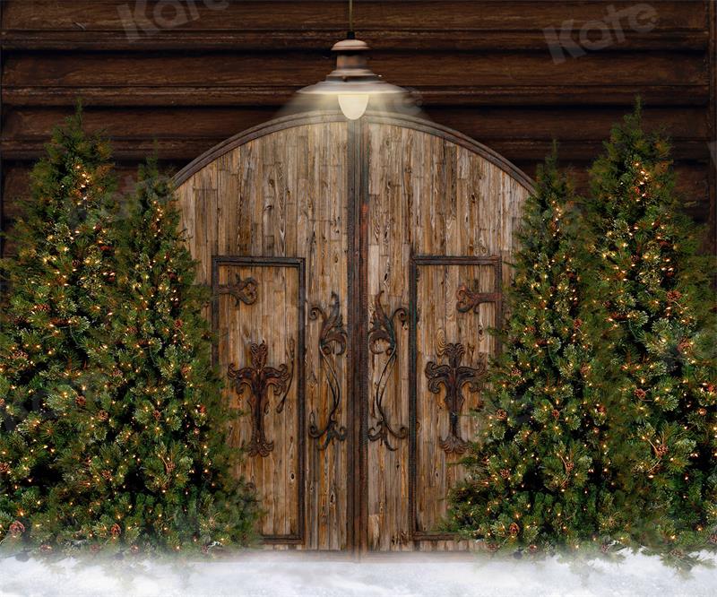 Kate Christmas Backdrop Barn Door Tree for Photography