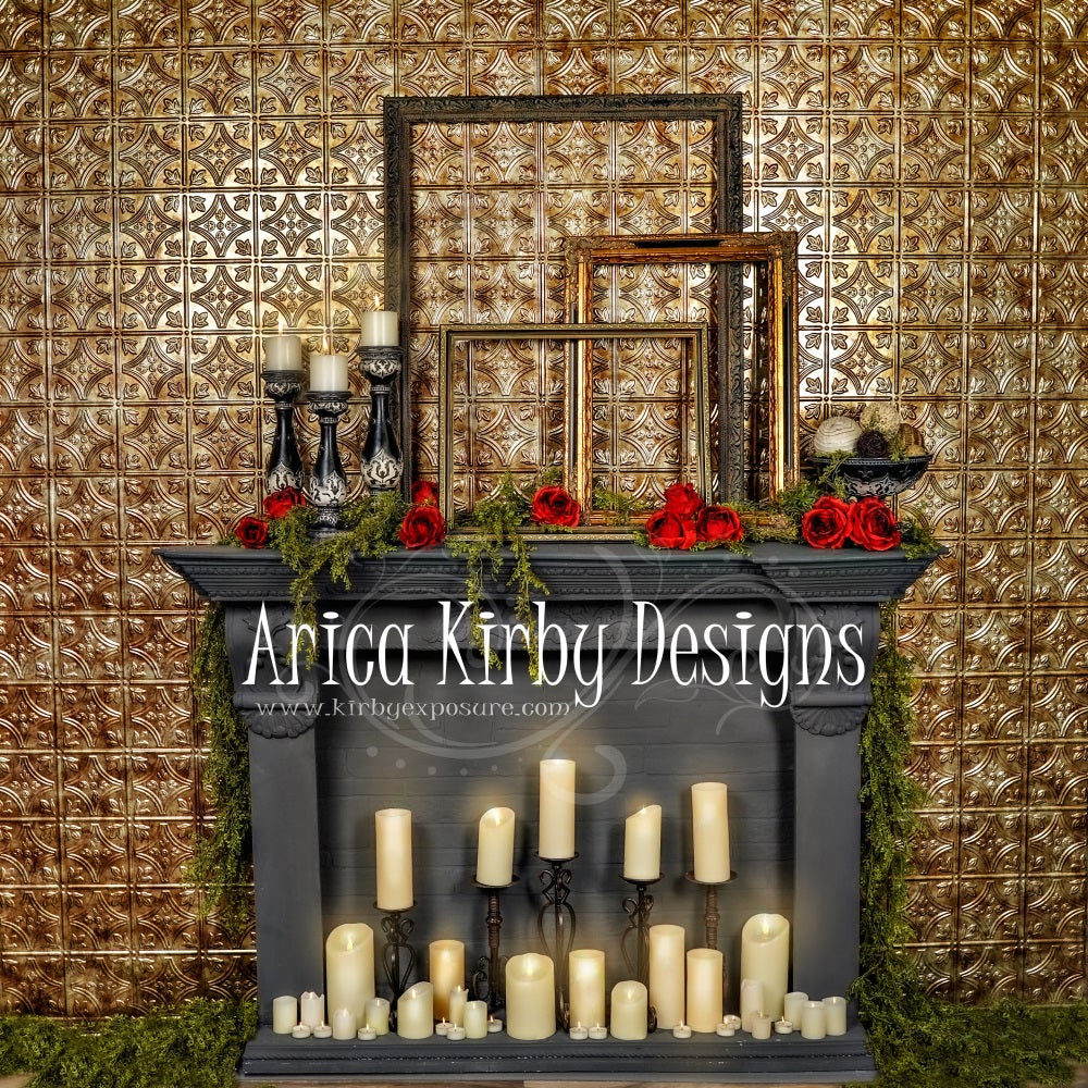 Kate Boudie Fireplace Backdrop designed by Arica Kirby