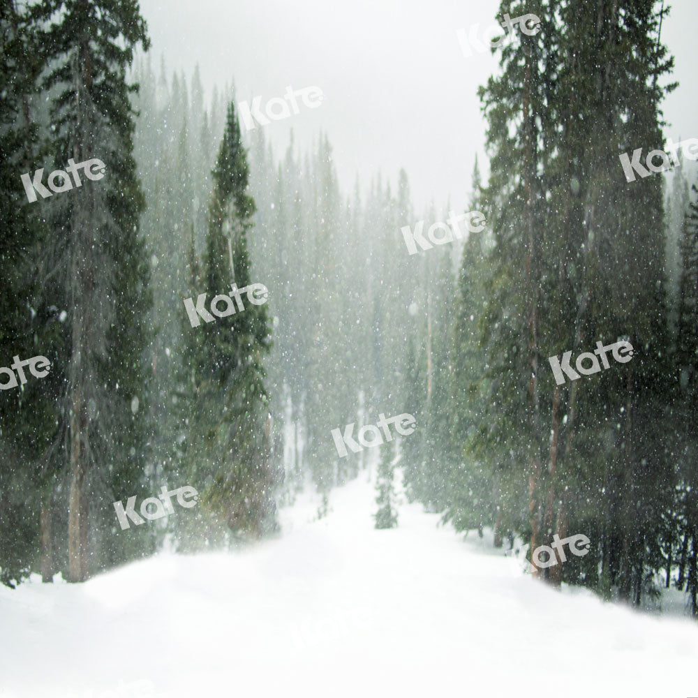 Kate Cedar Woods Snow Winter Backdrop Christmas Designed by Kate Image