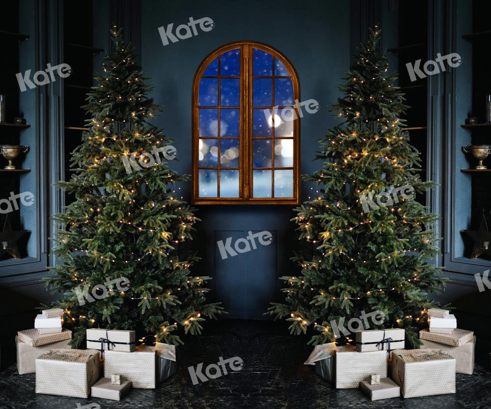 Kate Christmas Backdrop Window Night Gift Box Designed by Chain Photography