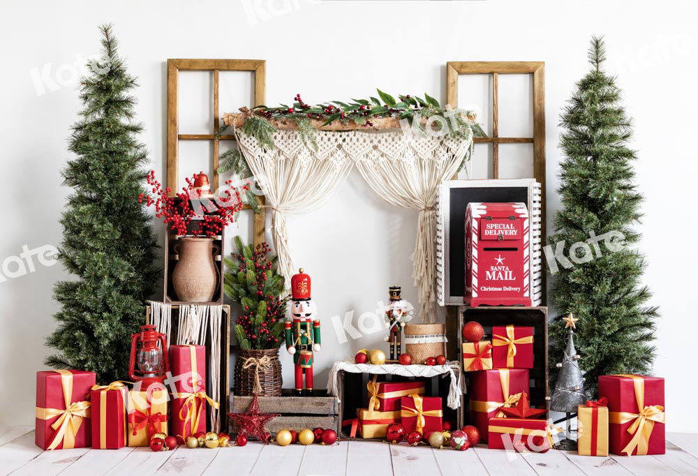 Kate Christmas Backdrop Boho Xmas Tree Gift Box Designed by Uta Mueller Photography