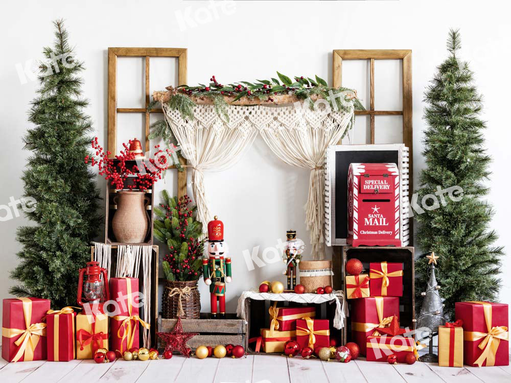 Kate Christmas Backdrop Boho Xmas Tree Gift Box Designed by Uta Mueller Photography