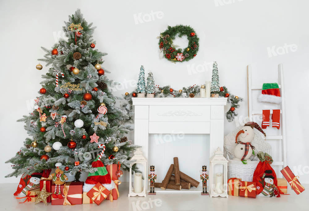 Kate Christmas Backdrop Home Fireplace Tree Stair Designed by Emetselch