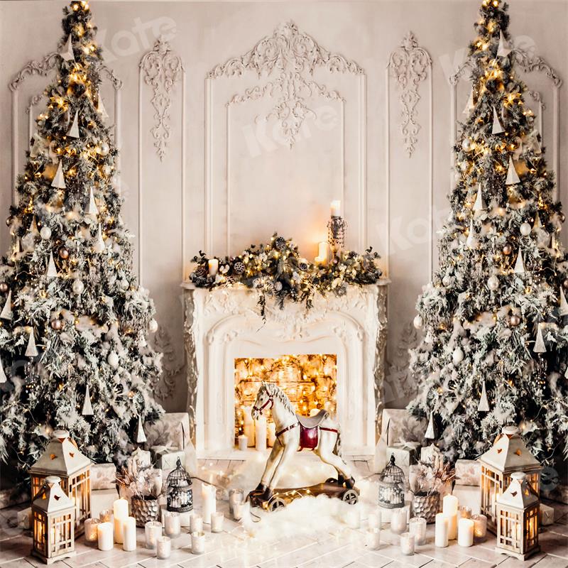 Kate Christmas Backdrop Tree White Wall Trojan horse for Photography