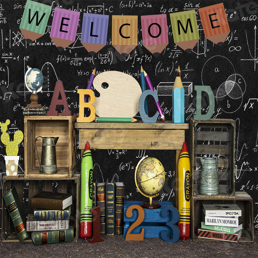 Vintage Classroom Learning Chalkboard Backdrop