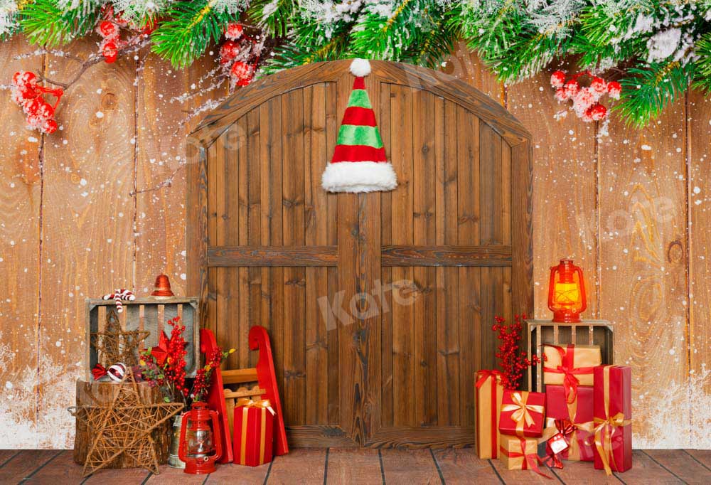 Kate Christmas Backdrop Barn Xmas Socks Gift Box Designed by Emetselch