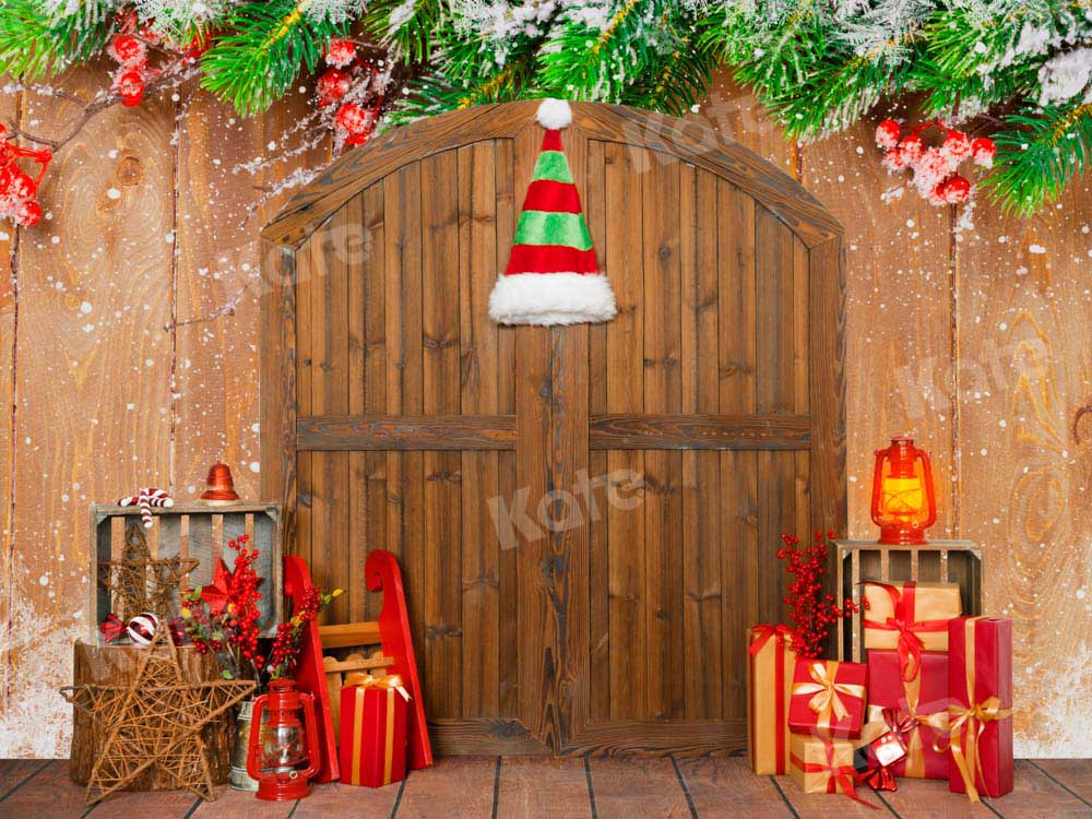 Kate Christmas Backdrop Barn Xmas Socks Gift Box Designed by Emetselch