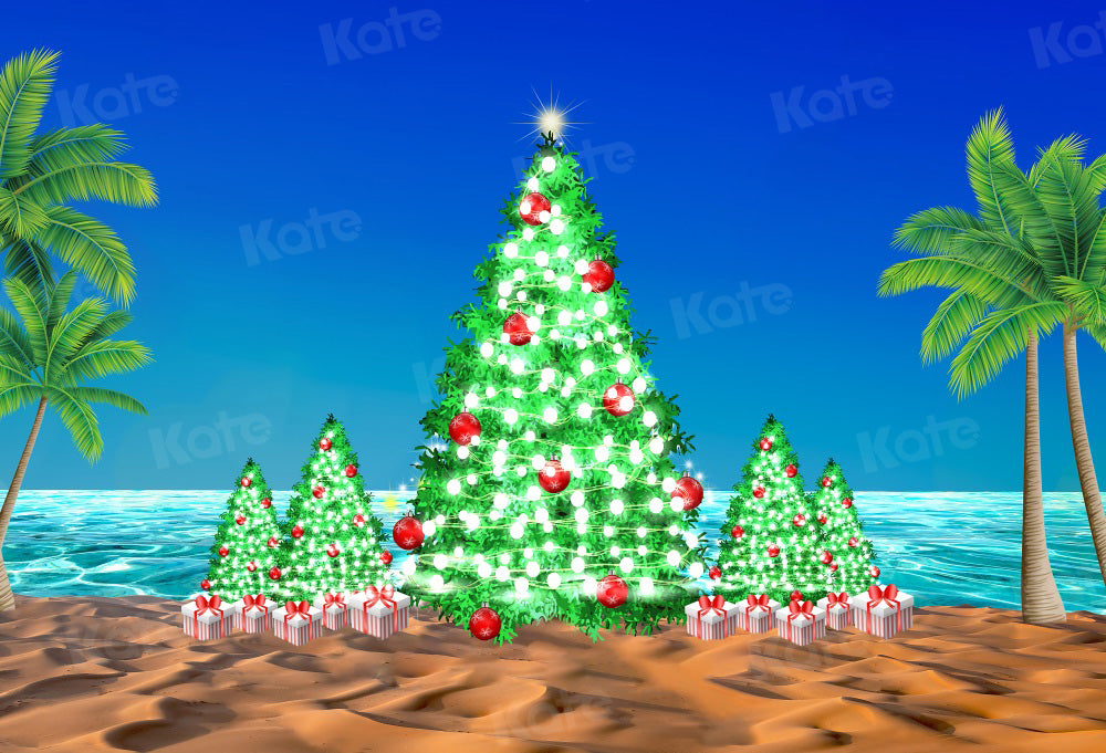 Kate Christmas Backdrop Beach Sea Tree Light for Photography