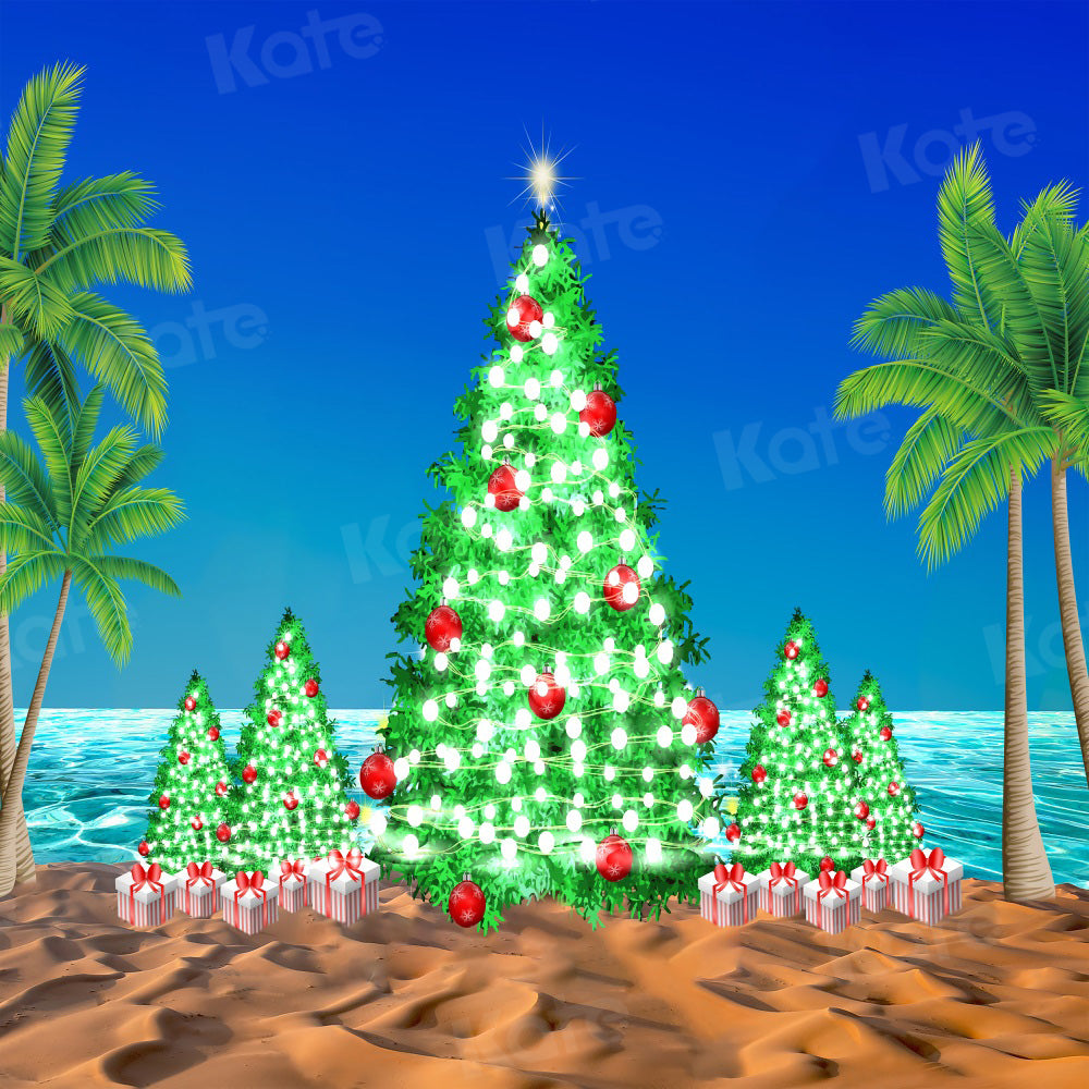 Kate Christmas Backdrop Beach Sea Tree Light for Photography