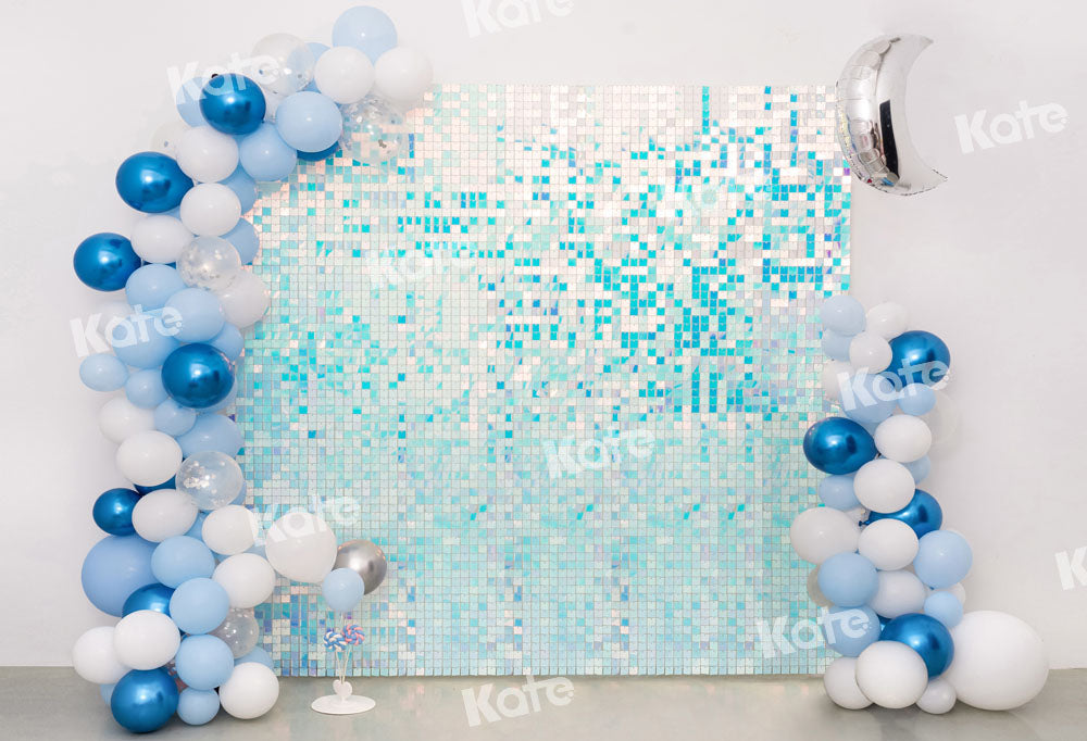 Kate Birthday Backdrop Blue Party Balloons Printed Shiny Designed by Emetselch