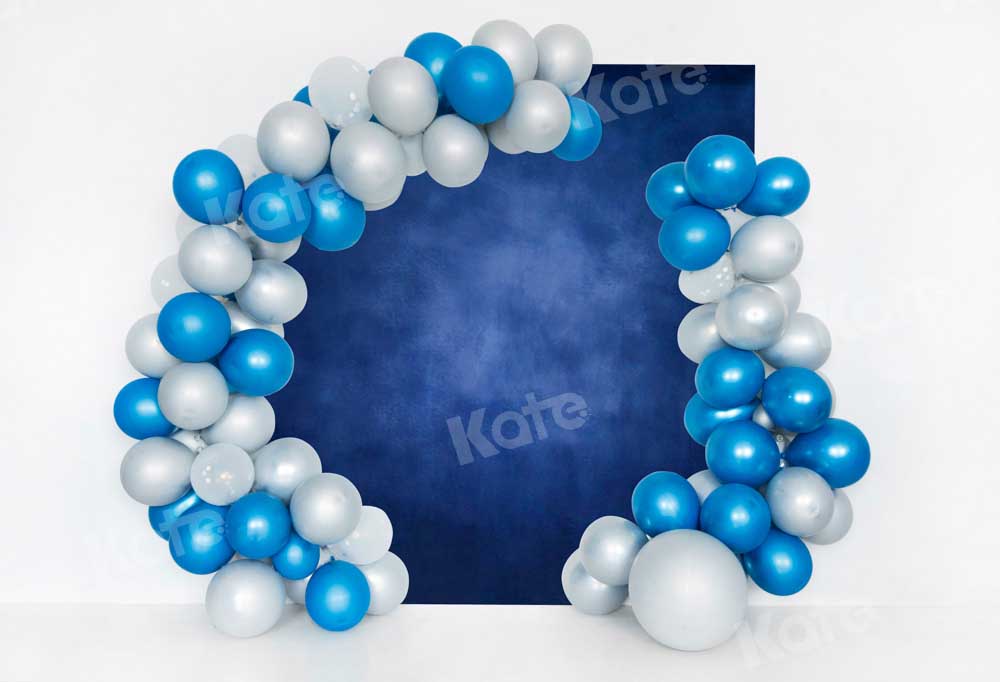 Kate Balloons Birthday Backdrop Dark Blue Designed by Chain Photography