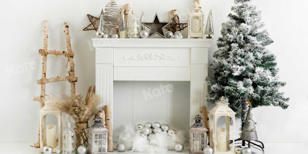 Kate Christmas Backdrop Fireplace Tree Star Designed by Emetselch