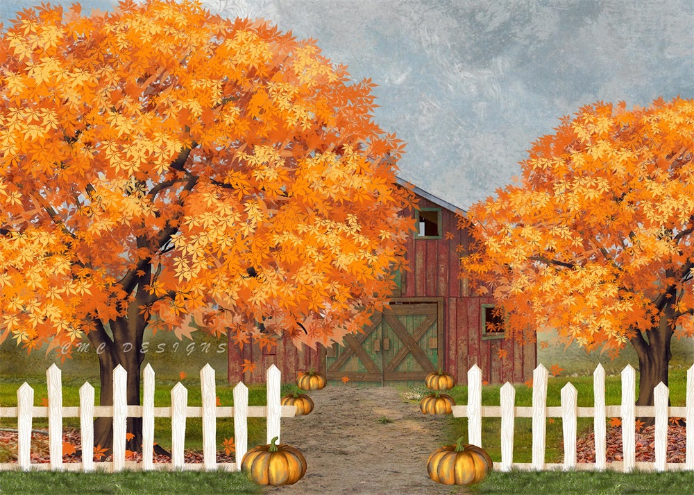 Kate Fall Pumpkin Barn Backdrop Designed by Candice Compton