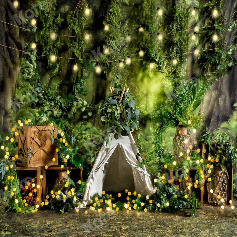 Kate Birthday Backdrop Jungle Camping Boy Designed by Emetselch